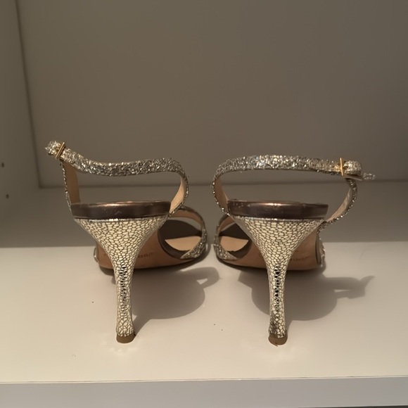 Jimmy Choo champagne (gold and silver) sling back sandals with 3” heel size 38 - Picture 3 of 4